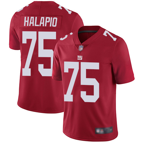 Men New York Giants 75 Jon Halapio Red Limited Red Inverted Legend Football NFL Jersey
